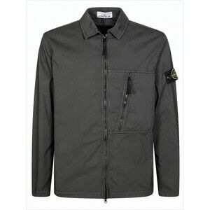 STONE ISLAND Long-Sleeve Structured Collar Shirt with Zipper Closure